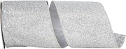 Reliant Ribbon Glitter Metallic Display Value Wired Edge, Silver, 4 Inch, 10 Yards