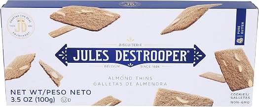 Jules Destrooper Almond Thins, Non-GMO, Kosher Dairy - 3.5 Oz, Pack of 12 | Caramelized Almond Cookies, Certified Kosher Dairy, Authentic Biscuits Made in Belgium