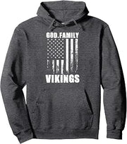 Curtis Vikings God. Family. Vintage USA Flag Pullover Hoodie