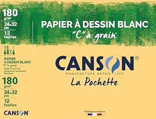 Canson "C" à Grain 12 Sheets of White Drawing Paper 24 x 32 cm 180 g/m²