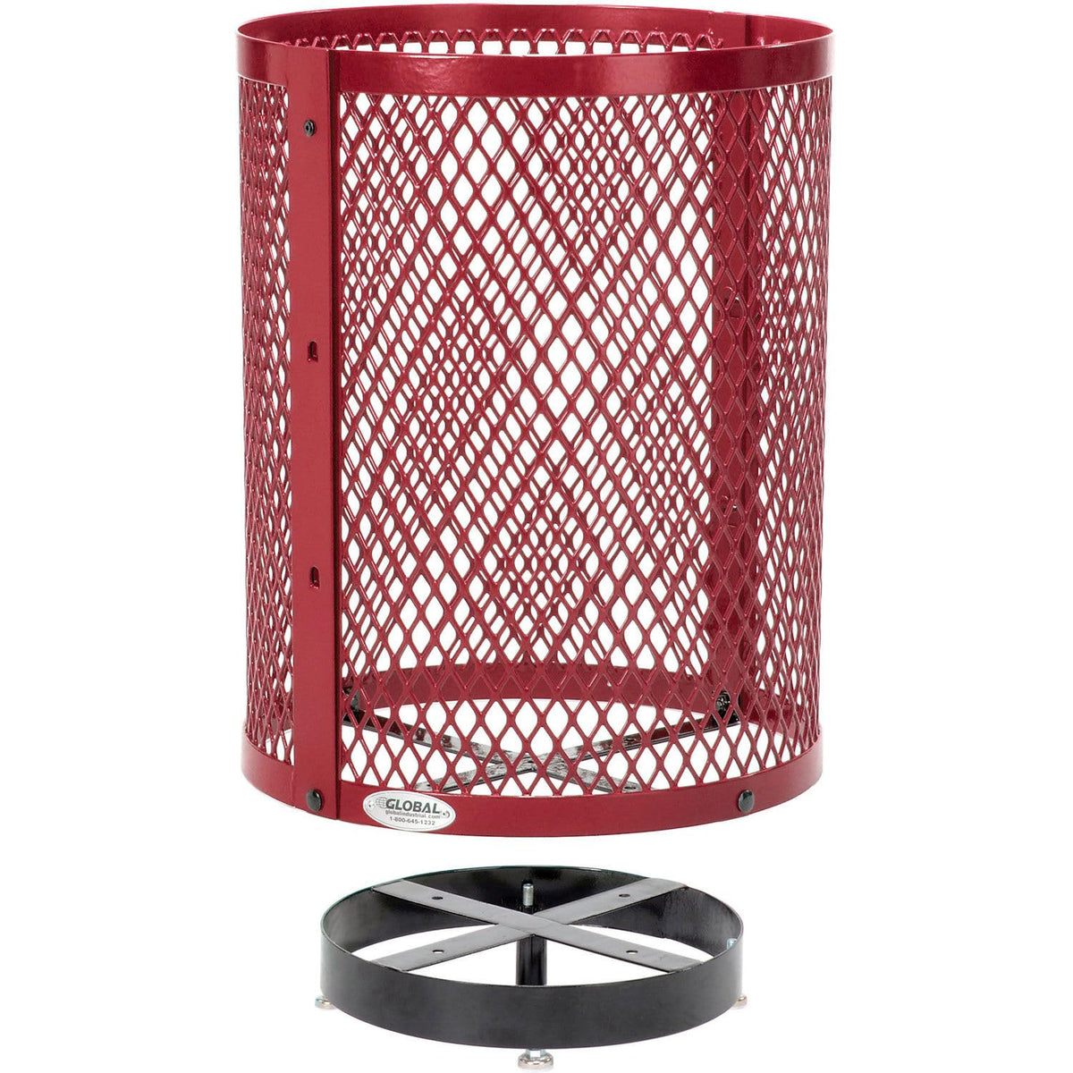 Outdoor Diamond Steel Trash Can by Global Industrial – Steel, Red, Model 261924RDD