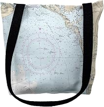 Betsy Drake TY11426BSM 16 x 16 in. Estero Bay Bonita Springs Florida Nautical Map Tote Bag - Medium