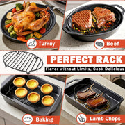 Gestone Roasting Rack, Nonstick Stainless Steel, Oval 12.4 x 8.5 Inch Black