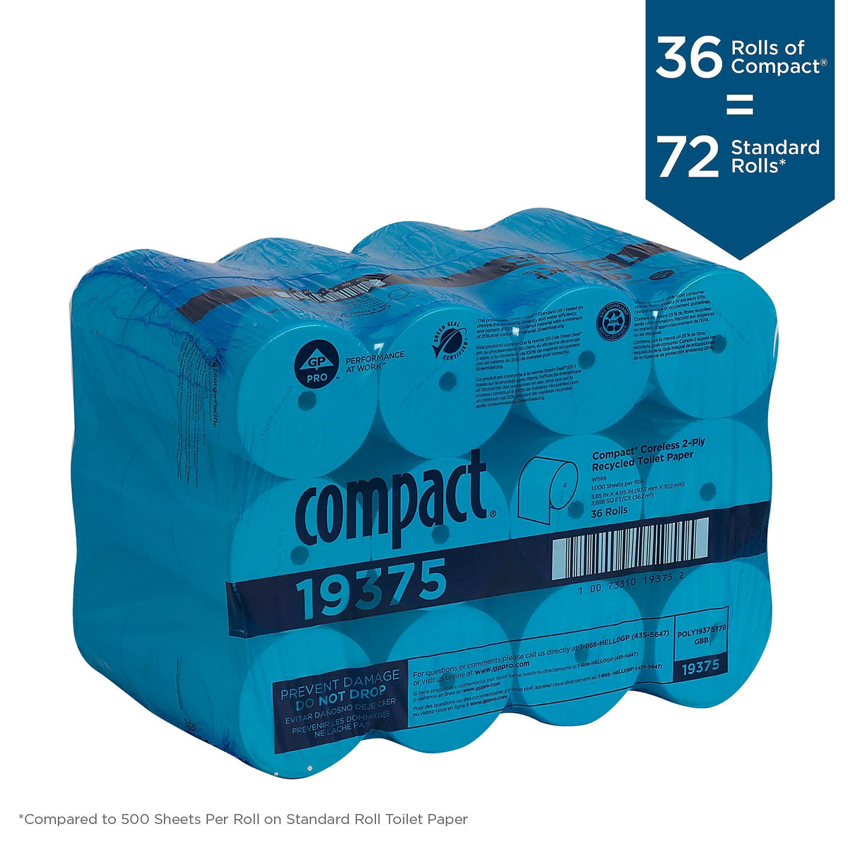 Georgia Pacific 19375 Coreless Bath Tissue by Georgia-Pacific – 36 Rolls, Paper, White, Model GPC19375