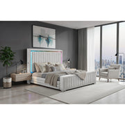 Elias Grey King Bed with Immersive Sound by Global Furniture USA – King (U.S. Standard), Polyester Blend, Grey, Model ELIAS-GREY-KB W/ IS