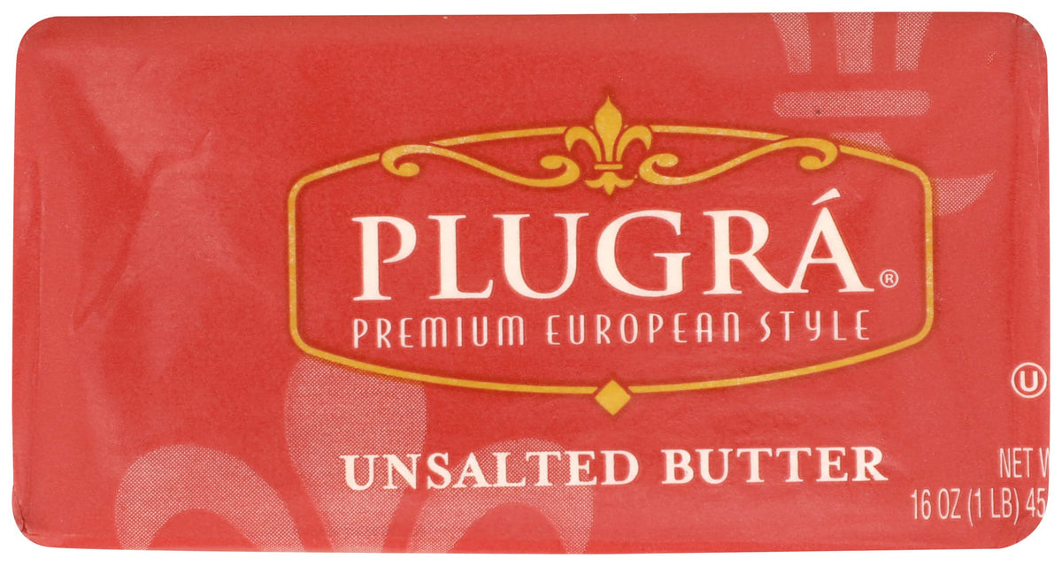 Butter European Style Unsalted, 16 Ounce by Plugra – 1 Pound (Pack of 1)