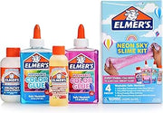 Elmer’s Neon Sky Slime Kit, Includes Transparent Color Liquid Glue, Crunchy and Cherry Limeade Scented Activators, 4 Piece Kit - Arts & Crafts, Birthday Party Gift, Creative Activity