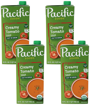 Organic Creamy Light in Sodium Tomato Soup by Pacific Foods – 32 Fl Oz (Pack of 4), Pack of 4