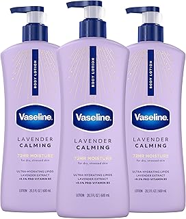 Vaseline Intensive Care Calm Healing Body Lotion 3 count for Dry Skin Made with Ultra-Hydrating Lipids and Lavender Extract to Heal and Restore Dry Skin 20.3 oz