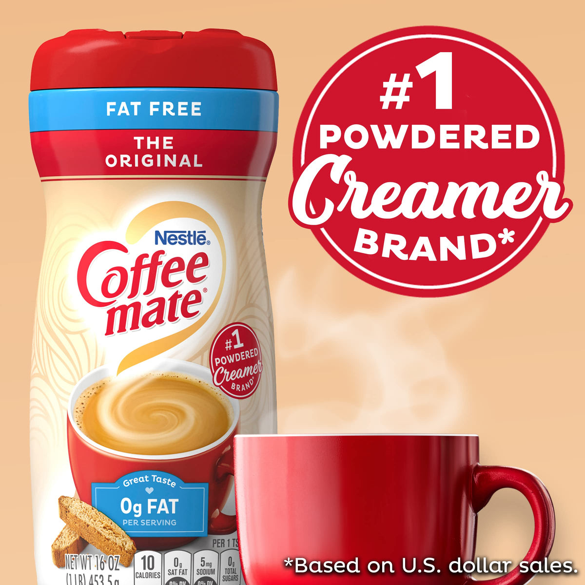 Coffee Mate Fat Free Original / 16 Ounce (Pack of 6) / 6 Coffee Creamers