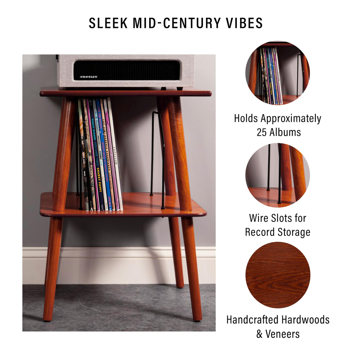Manchester Record Player Stand by Crosley – 18.5 x 23.75 x 15 inches, Wood, Paprika, Model ST66-PA