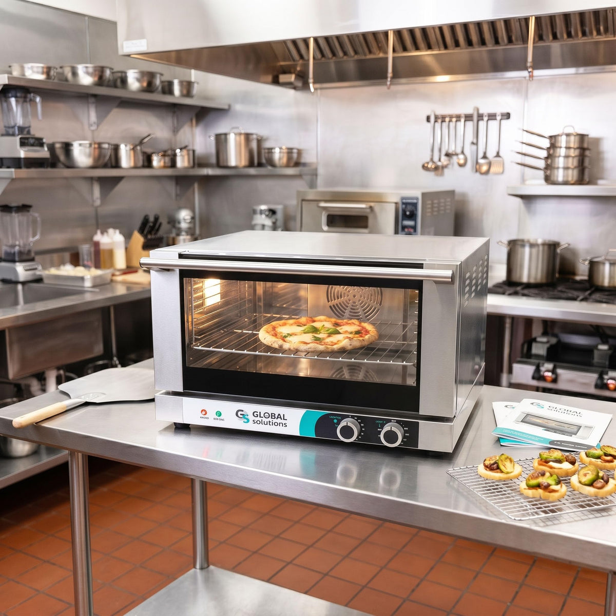 Countertop Convection Oven by Global Solutions – 22.875" x 22.438" x 16", 1.5 cubic_feet, Stainless Steel, Silver, Model GS1741