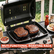 Gestone Roasting Rack, Non-Stick Stainless Steel, Black 12 x 7.5 Inch