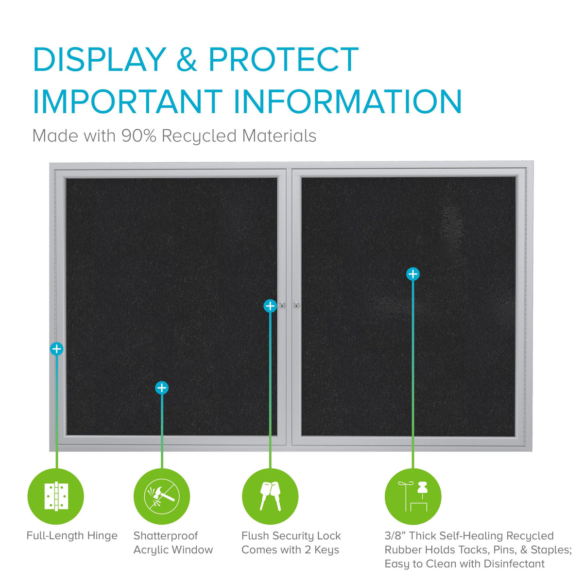 Ghent 36" x 48" / Black / 2-Door Message Boards & Signs