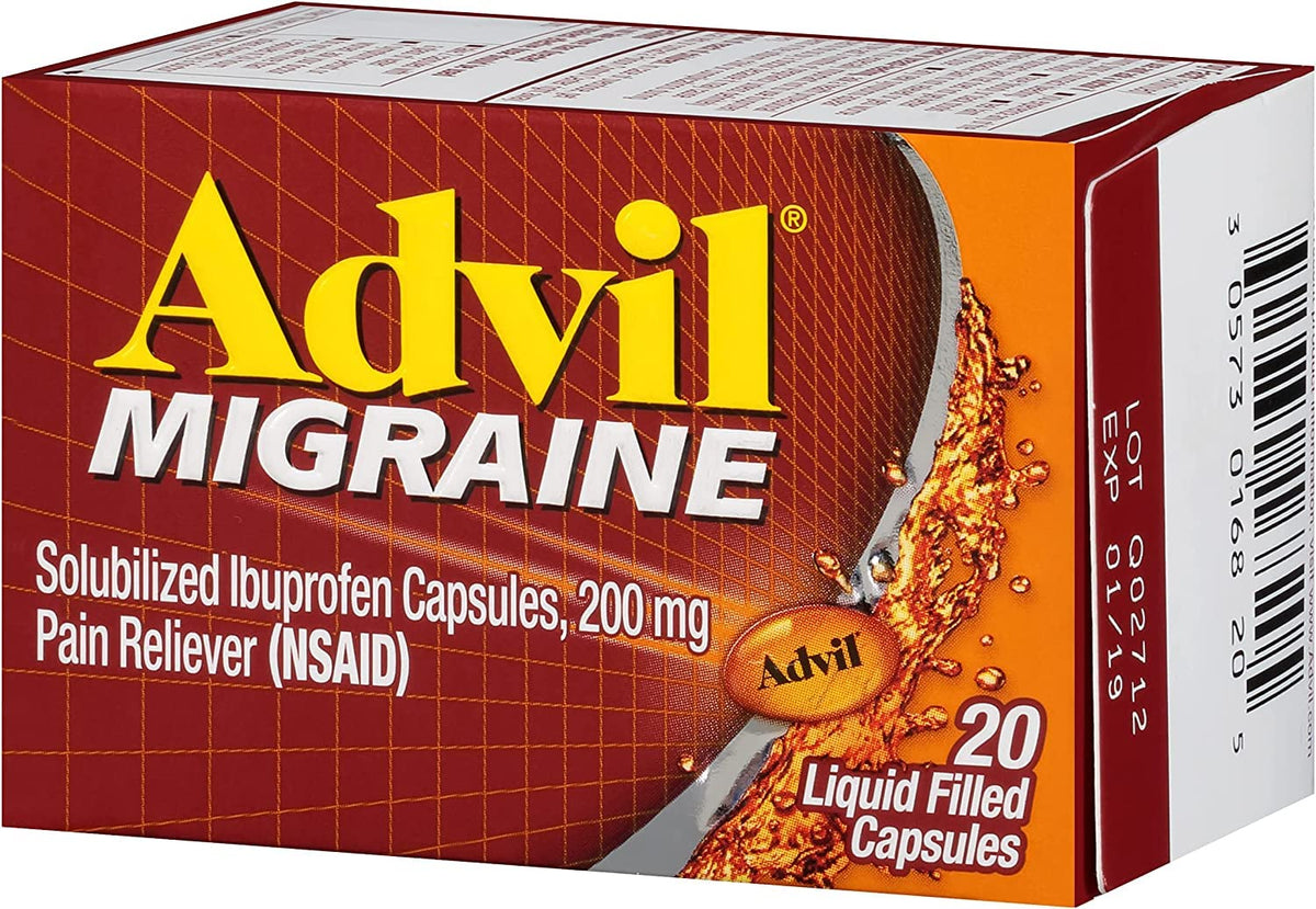 Migraine Liquid Filled Capsules - 20 ct by Advil – 20 Count (Pack of 5), Pack of 5, Model 128260