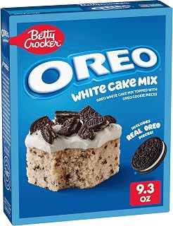 Betty Crocker OREO White Cake Mix, White Cake Baking Mix With OREO Cookie Pieces, 9.3 oz (Pack of 6)