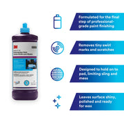 Perfect-It Ultrafine Machine Polish by 3M – 1 Quart, Mixed, Blue, Model 06068