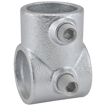 1-1/2" Size Single Socket Tee Pipe Fitting (1.94" Fitting I.D.) by Global Industrial – 1.25"L x 4"W x 2.5"H, Galvanized Iron, Gray, Model 798740