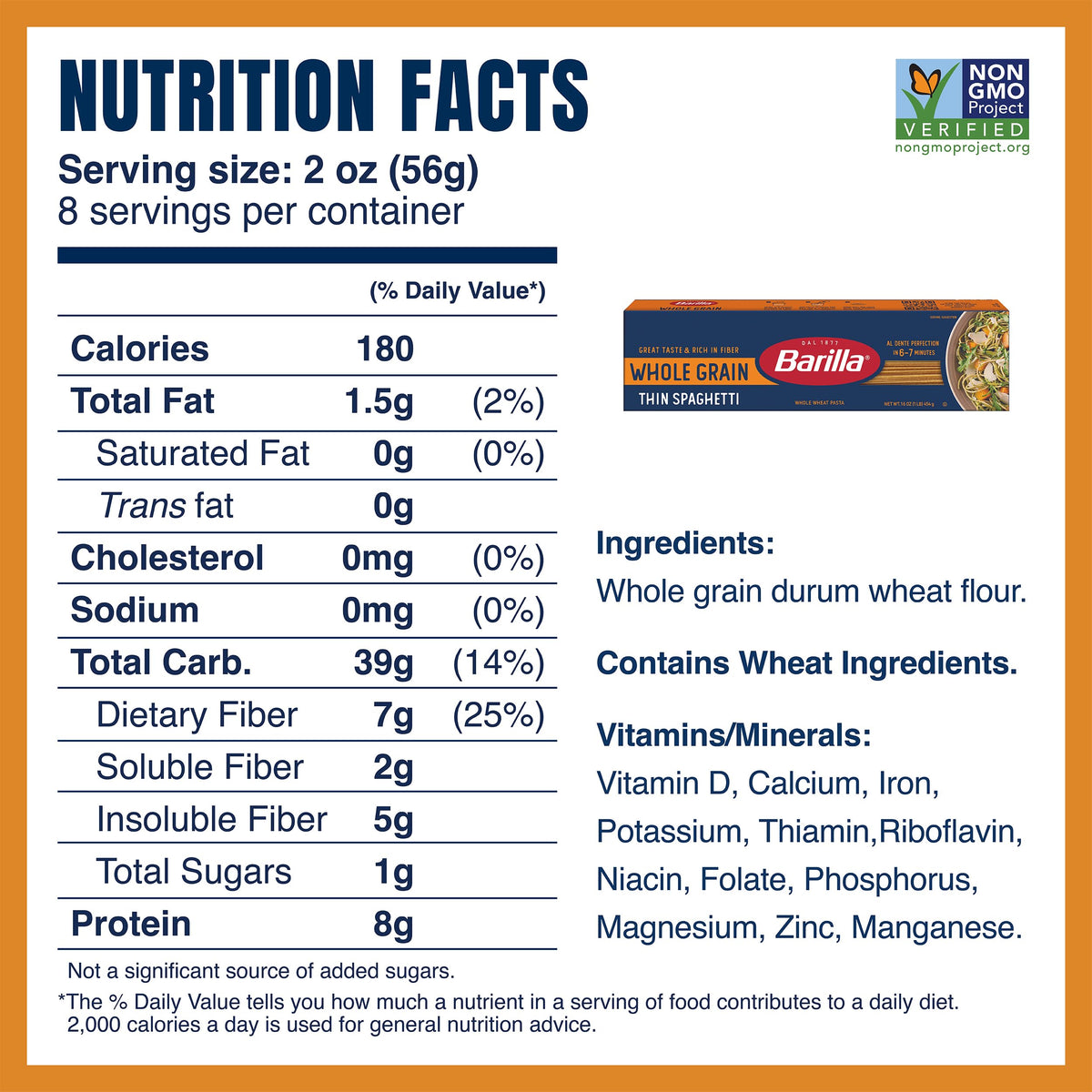 Whole Grain Thin Spaghetti Pasta by Barilla – 16 Ounce (Pack of 20), Pack of 20
