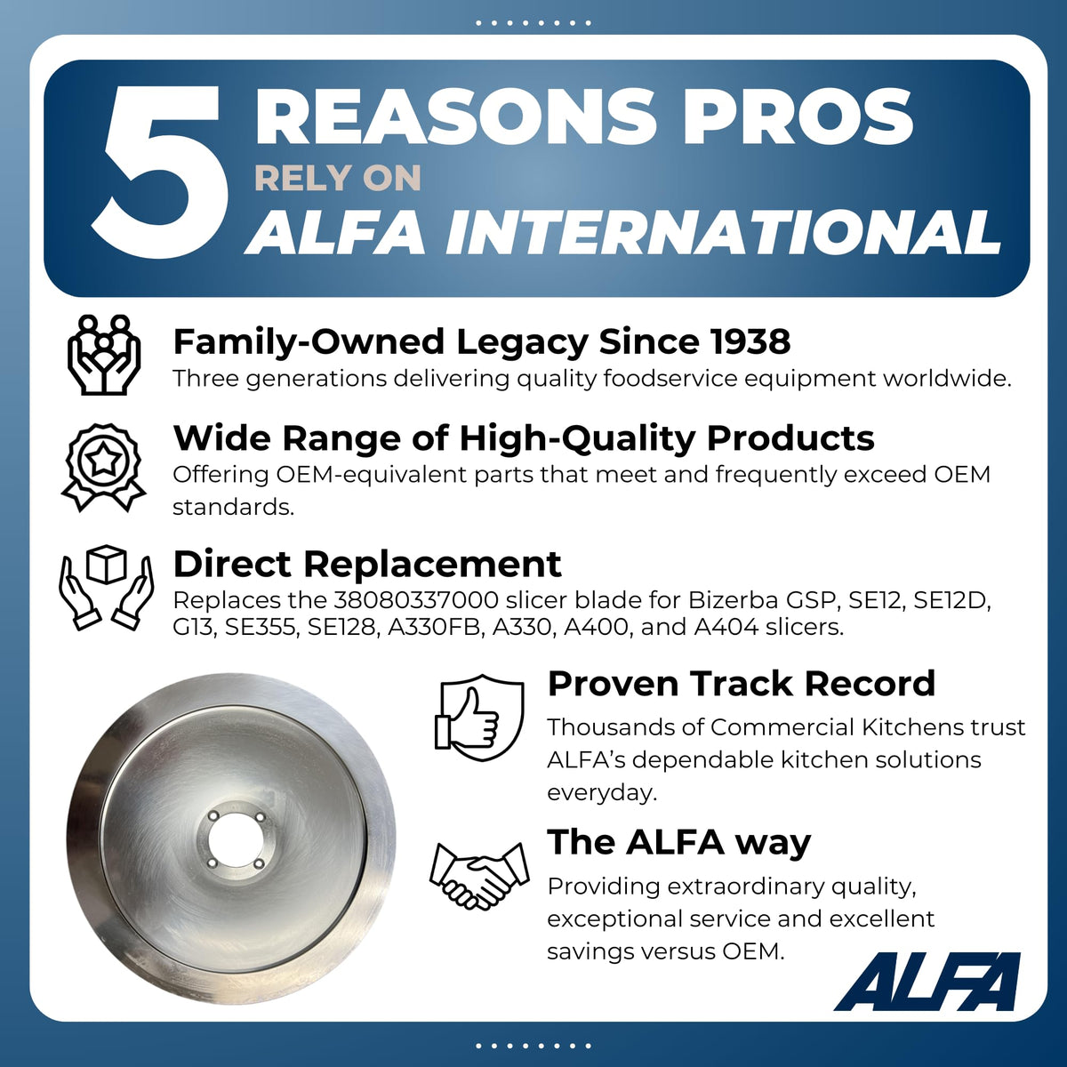 ALFA 13" Diameter, 4 Mounting Hole / Replace Bizerba# 94001000014, Carbon Steel / 1 Food Processor Parts & Accessories