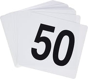 Winco 1-50 Plastic Table Numbers, White, Black