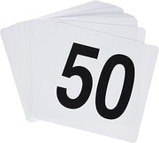 Winco 1-50 Plastic Table Numbers, White, Black | Organizes seating efficiently, Wide range of numbers, Great for Table Identification, Seating Organization and Events