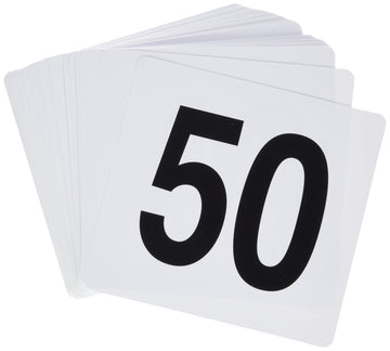 1-50 Plastic Table Numbers by Winco – Optional, Plastic, White, Black, Model TBN-50
