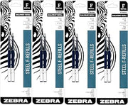 Zebra Technologies Zebra Pen F-Series Ballpoint Stainless Steel Pen Refill, Fine Point, 0.7mm, Blue Ink, 2-Count (4)