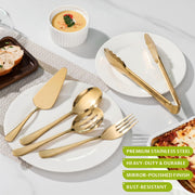 Kzovone Serving Utensils Set, 11 Piece Stainless Steel, Gold