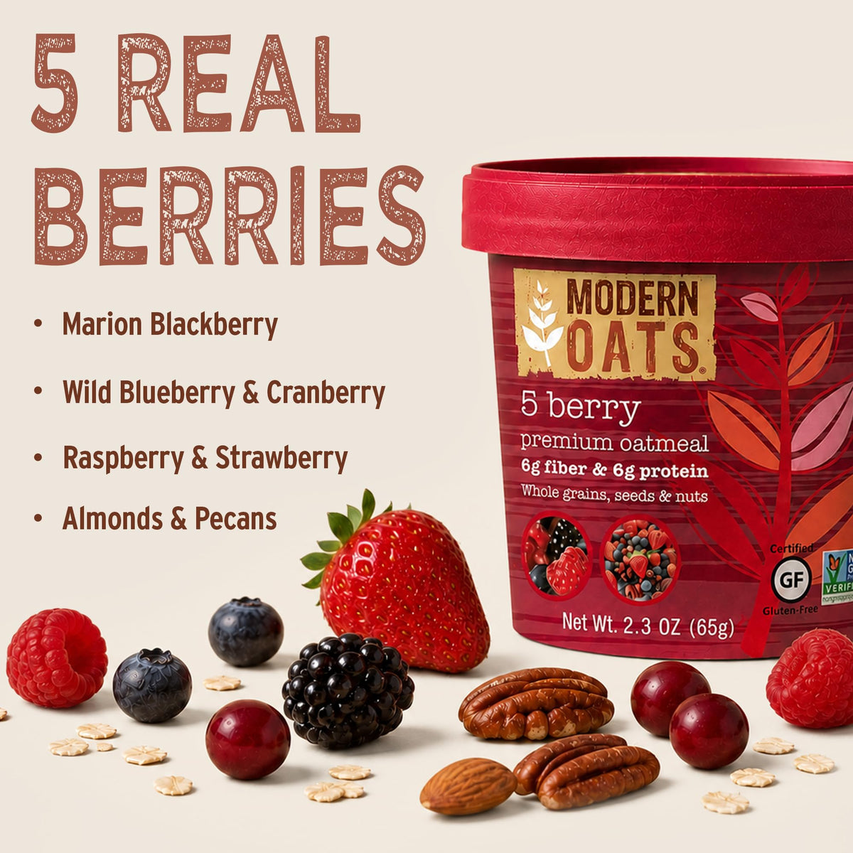 Modern Oats 5 Berry / 2.3 Ounce (Pack of 12) / 12 Breakfast Foods