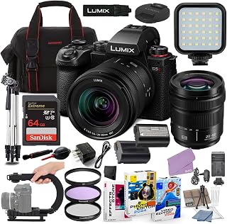 Panasonic LUMIX S5 II Mirrorless Camera with 20-60mm Lens Bundle + Accessory Package with 64GB Memory, LED Light, U-Grip, Case, Extra Battery, Software & More (32 Items)