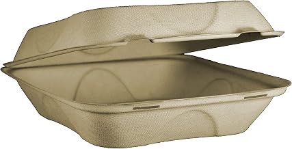 World Centric to-SC-U9 Compostable Unbleached Plant Fiber 1 Compartment Take Out Containers, 9" x 9" x 3" (Pack of 300)