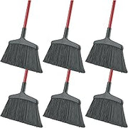 Wide Commercial Angle Broom by LIBMAN COMMERCIAL – Pack of 6, Steel, Plastic/Synthetic Fibers, Black/Red, Pack of 6