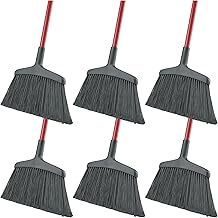 Wide Commercial Angle Broom by LIBMAN COMMERCIAL – Pack of 6, Steel, Plastic/Synthetic Fibers, Black/Red, Pack of 6