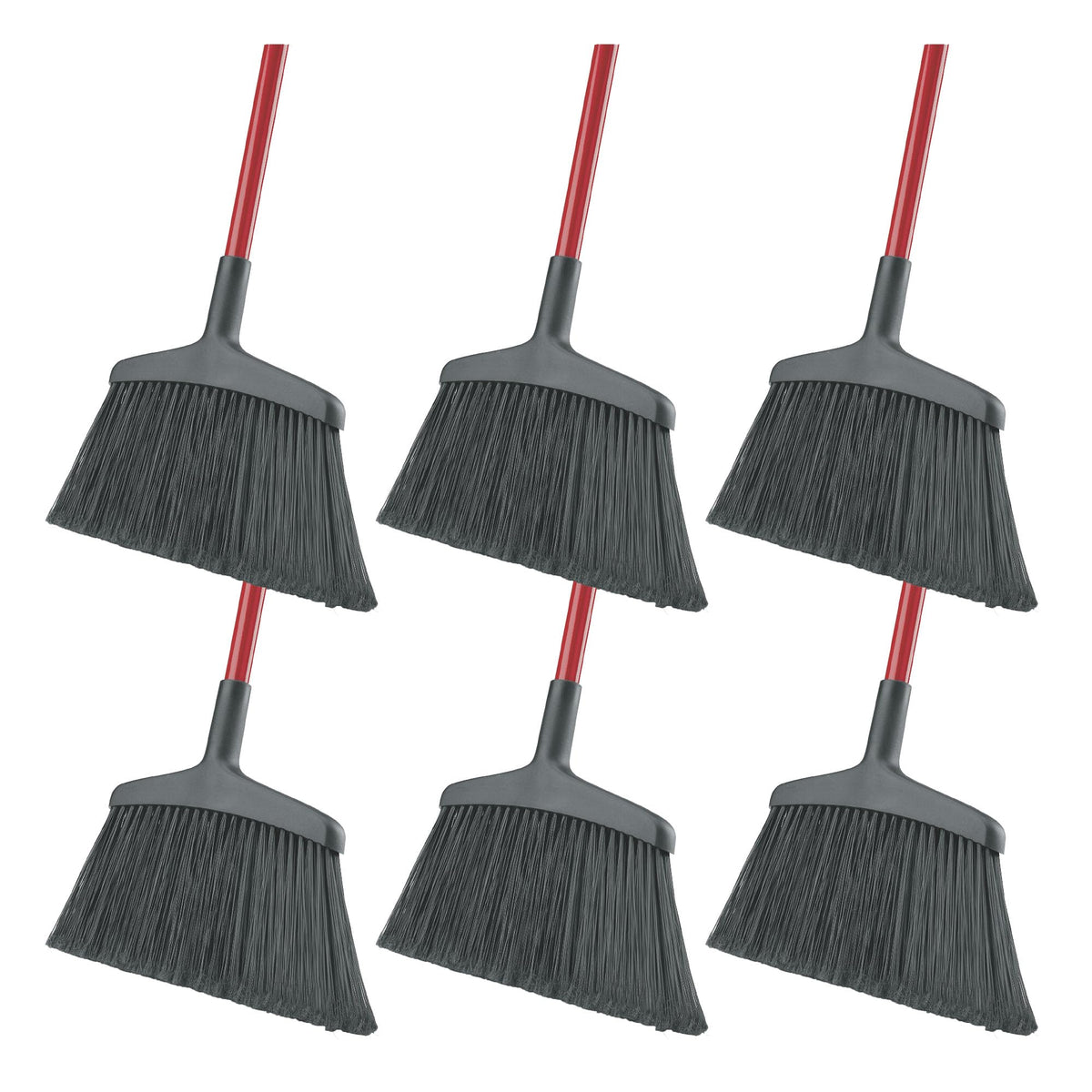 Wide Commercial Angle Broom by LIBMAN COMMERCIAL – Pack of 6, Steel, Plastic/Synthetic Fibers, Black/Red, Pack of 6