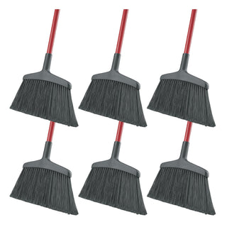 Wide Commercial Angle Broom by LIBMAN COMMERCIAL – Pack of 6, Steel, Plastic/Synthetic Fibers, Black/Red, Pack of 6
