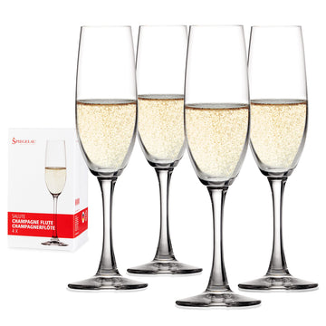 Salute Champagne Flutes by Spiegelau – 4 Count (Pack of 1), 7.1 ounces, Glass (Lead-free Crystal), Champagne Glasses, Model 4720175