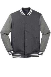 Unisex Fleece Letterman Jacket by SPORT-TEK – 3X-Large, Cotton, Graphite Heather/ Vintage Heather, Model 877562
