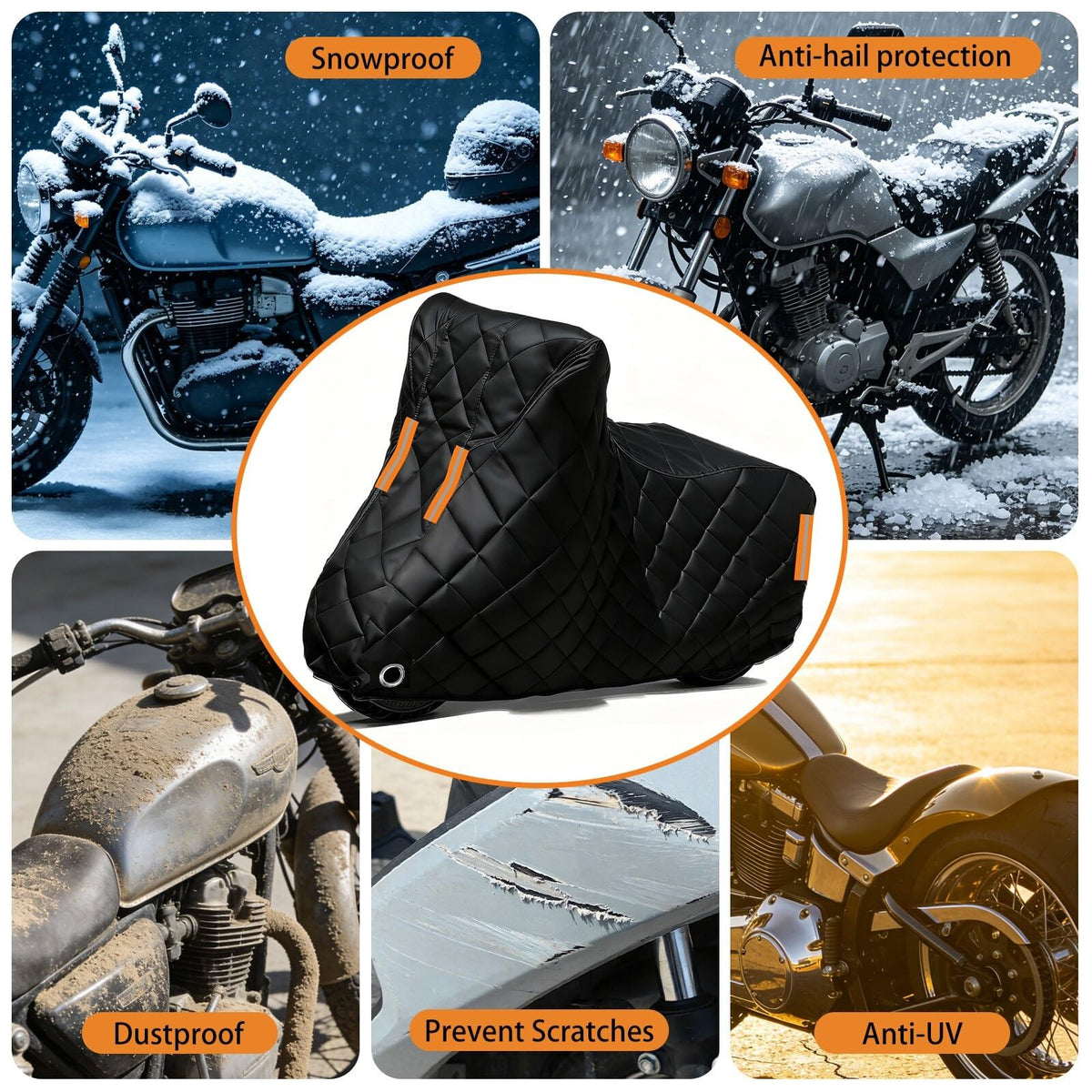 Commercial Waterproof Motorcycle Cover for Cobra CX50SRX FWE |Anti-Hail Motorbike Covers Indoor Outdoor Storage Heavy Duty Oxford Fabric by GgJjCv – for CX50SRX FWE, 300D Oxford + Cotton Lining, Black, Model GJJHMOTO-CA-260427-AEN553
