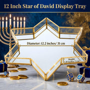 Patelai Star Mirror Tray, Gold Judaica Accent, 12 Inch