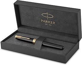 Parker Sonnet Black Lacquer Fountain Pen, Fine Nib, Black Ink