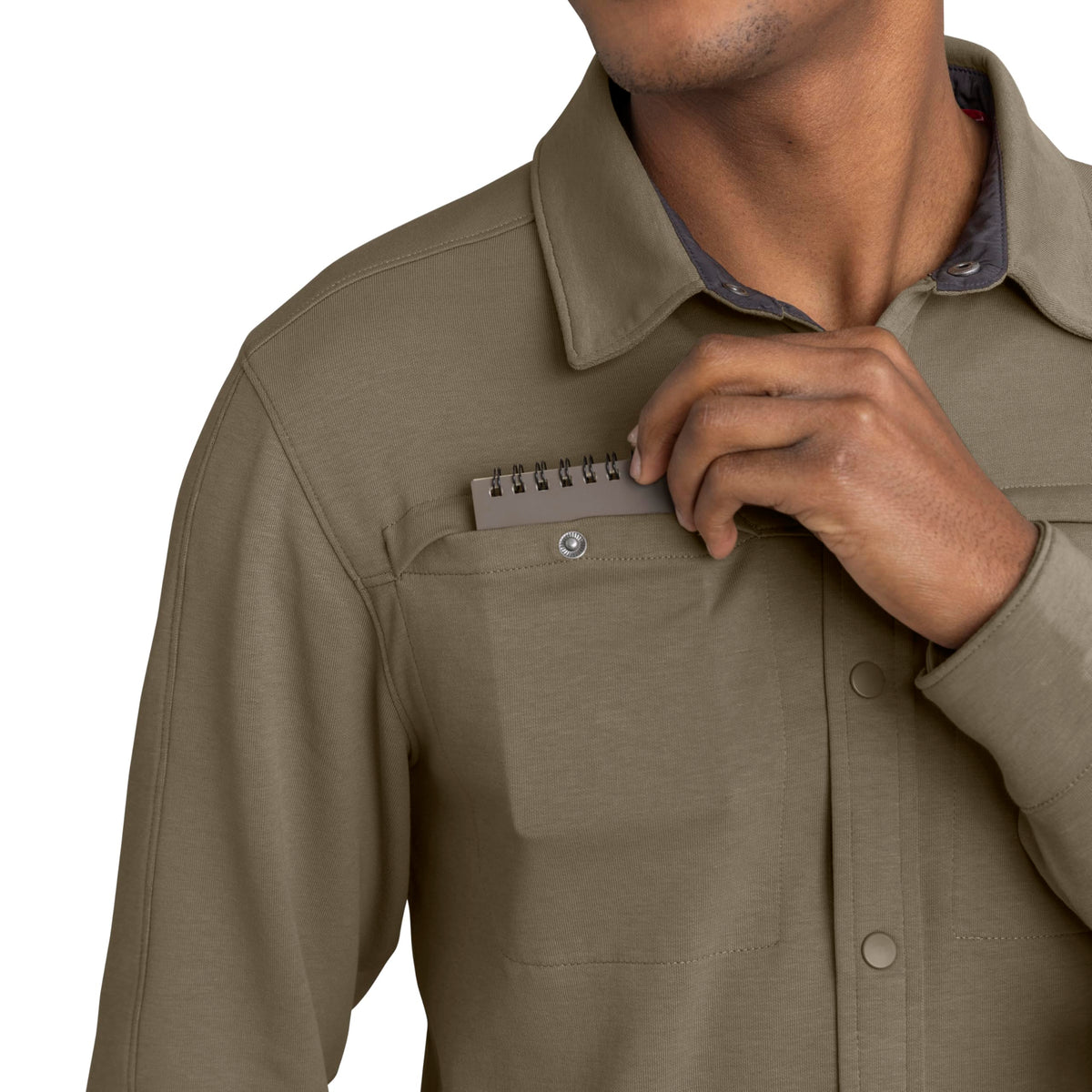 Men's Snap Front Jersey Long Sleeve Work Shirt by Red Kap – Cotton, Fallen Rock, Model S5K3FR RG 3XL