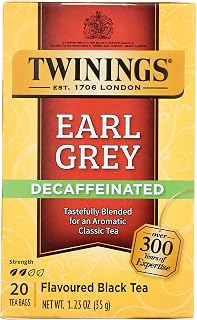 Twinings Decaffeinated Earl Grey Black Bergamot Tea Bags 20 CT Box (1 Pack)