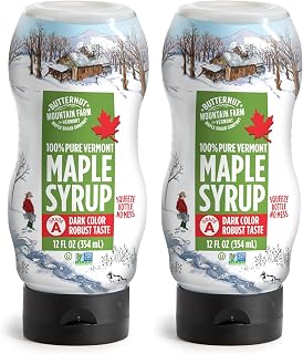 Butternut Mountain Farm Pure Maple Syrup From Vermont, Grade A (Prev. Grade B), Dark Color, Robust Taste, All Natural, Easy Squeeze, 12 Fl Oz (Pack of 2)