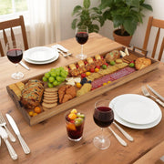 Young Speeds Acacia Charcuterie Board, 36 x 12 Inch with Knives and Papers, Natural Brown