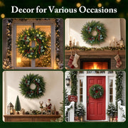 Worthyeah Norfolk Pine Wreath, 24 Inch Illuminated, Christmas