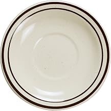 Yanco BR-2 Brown Speckled Royal Saucer, 5.5" Diameter, China, American White Color, Pack of 36