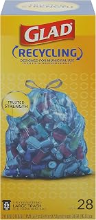 Glad 3-Ply Blue Drawstring Bags Large Trash, 28 Count