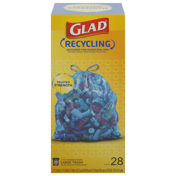 3-Ply Blue Drawstring Bags Large Trash, 28 Count by Glad – Blue, Pack of 28