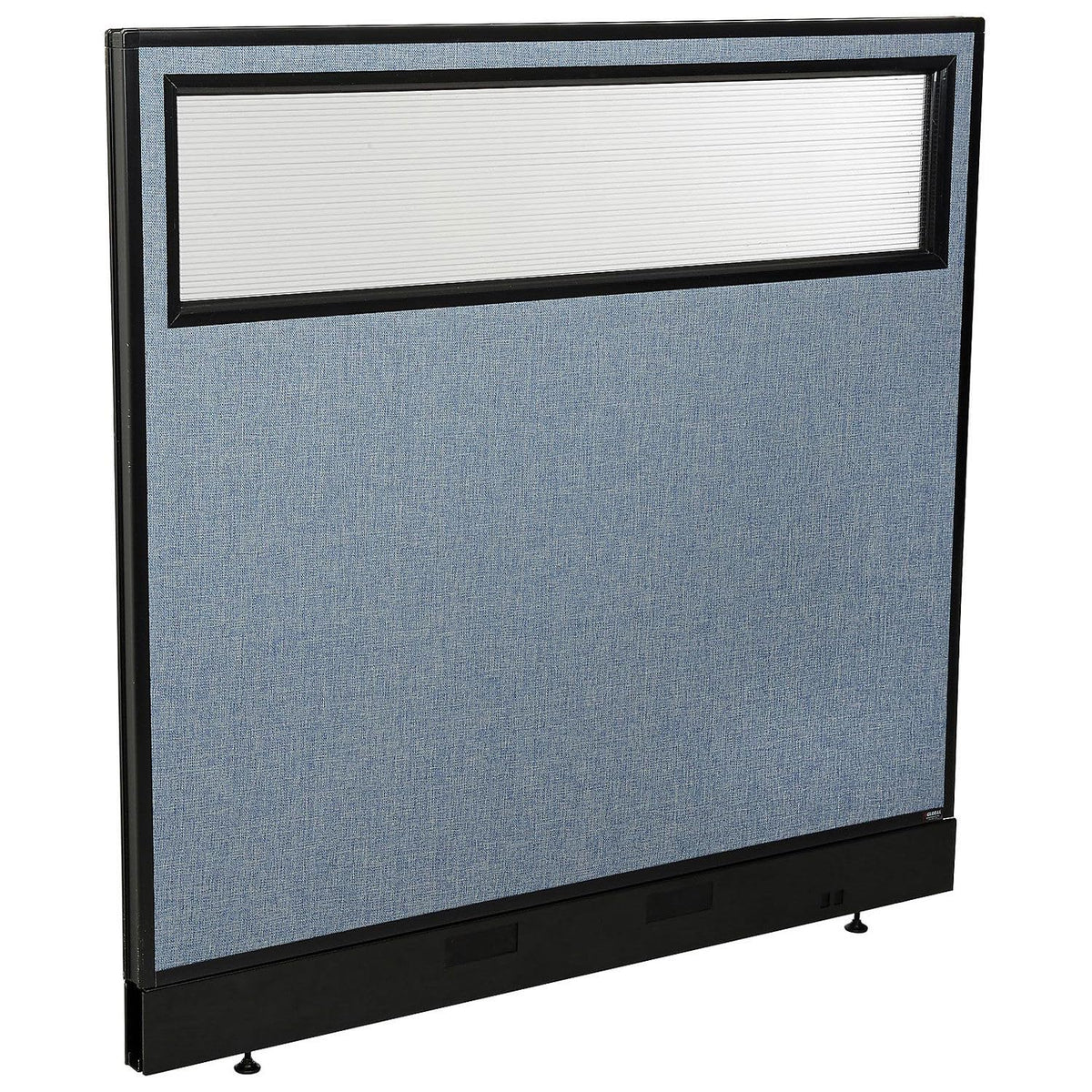 48-1/4"W x 46" H Office Partition Panel with Partial Window & Pass-Thru Cable by Global Industrial – Alloy Steel, Blue, Model 694755WPBL